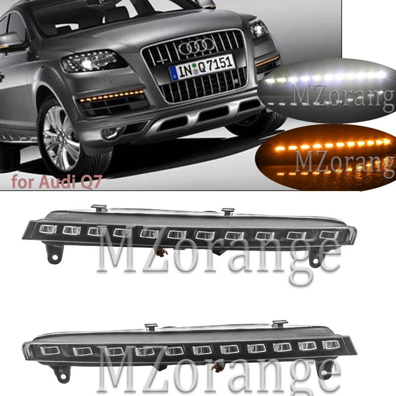 

2pcs LED Daytime Running Light For Audi Q7 2006 2007 2008 2009 Yellow Turn Signal Function Car DRL Waterproof 12VFog Lamp Bulb