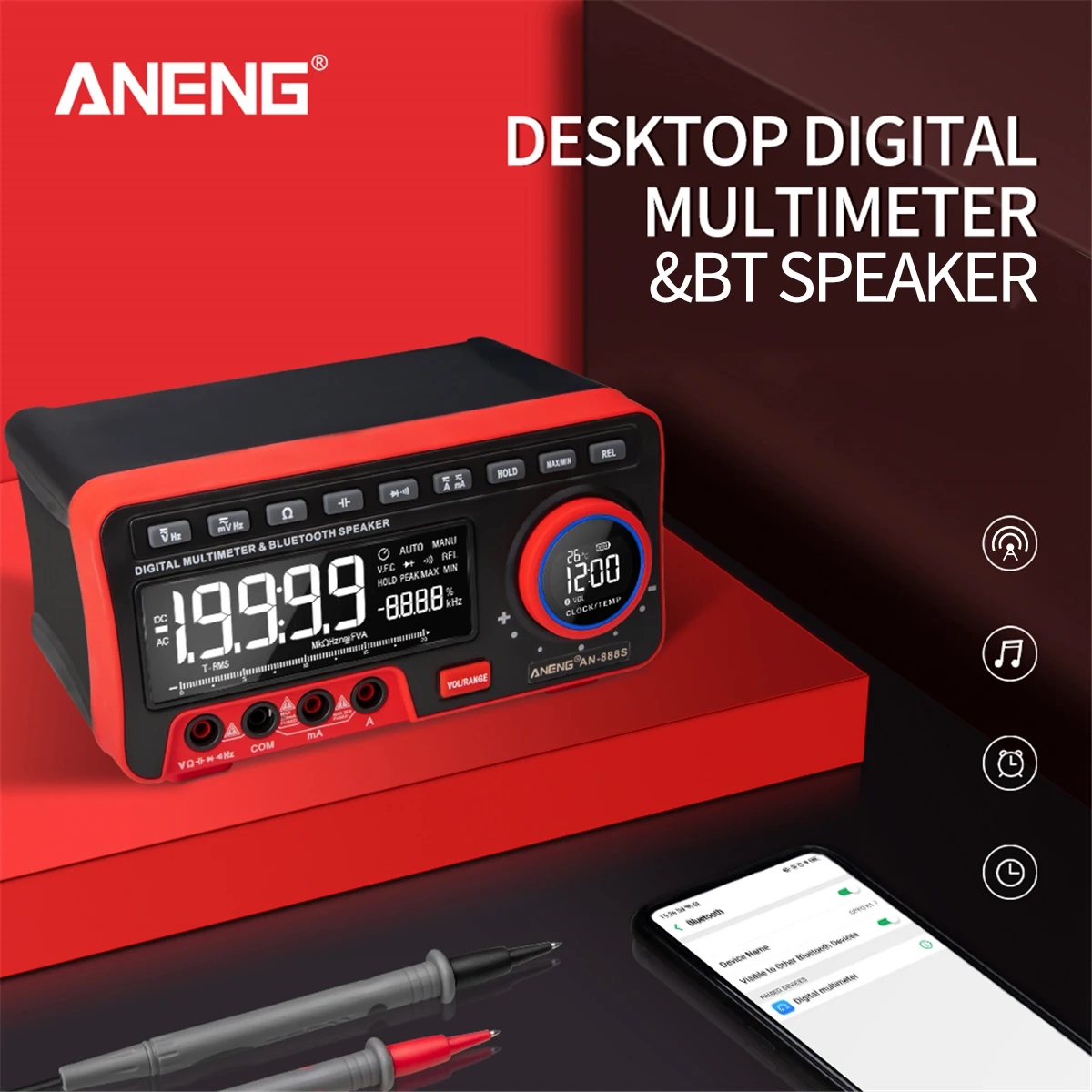 

ANENG AN888S BT Audio Multimeter Multifunction Digital Display Voltage Current Meter 19999Counts Automatic Range Universal Meter