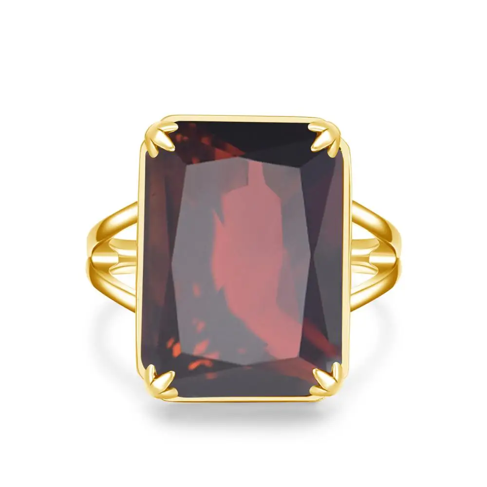 14K Золотое кольцо для Для женщин золотистого цвета ручной работы гранат Moda