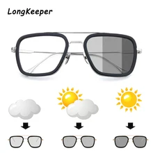 Longkeader, классические фотохромные солнцезащитные очки, мужские, Tony Stark, Железный человек, металлические, женские, хамелеон, пилот, квадратные солнцезащитные очки, UV400