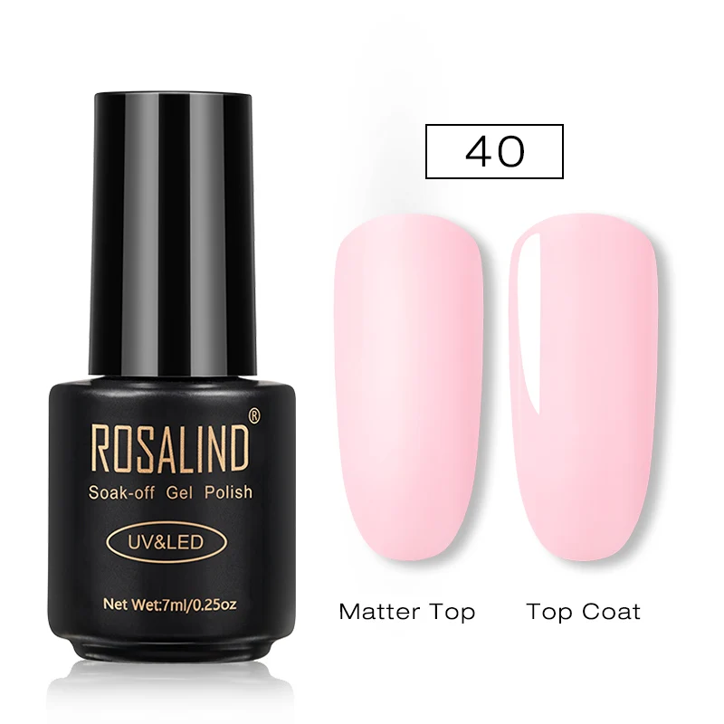 Milk Pink 40 ROSALIND Gel Nail Polish Set Manicure Hybrid Varnish Semi permanent Nail Art Matt Top Extension Pure Base Top Coat Sticker Poly - Цвет: Milk Pink 40