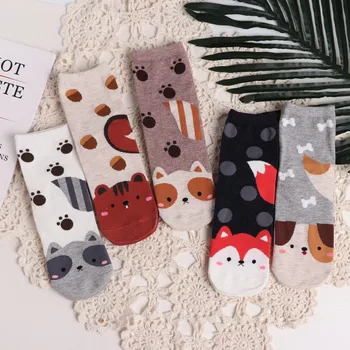 

10pair/lot Autumn Cotton Women Short Socks Fashion Breathable Gilrs CARTOON CAT Socks Comfortable Casual Socks Female