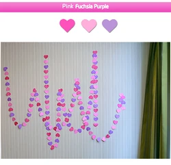 Elegant Love Pink and Gold Glitter Heart Garland for Weddings, Birthdays, and Bridal Showers (Fuchsia Pink Purple)