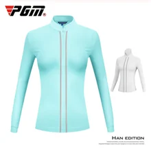 PGM golf Спортивная одежда для женщин с длинными рукавами футболка для гольфа осенняя и зимняя теплая стоячий воротник тонкая женская одежда для гольфа