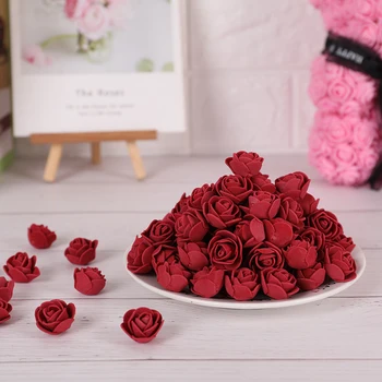 

100 Pcs/Lot 3cm Mini PE Foam Rose Artificial Flower Head Home Decoration Wedding Party Wreath Supplies DIY Handicrafts Wholesale