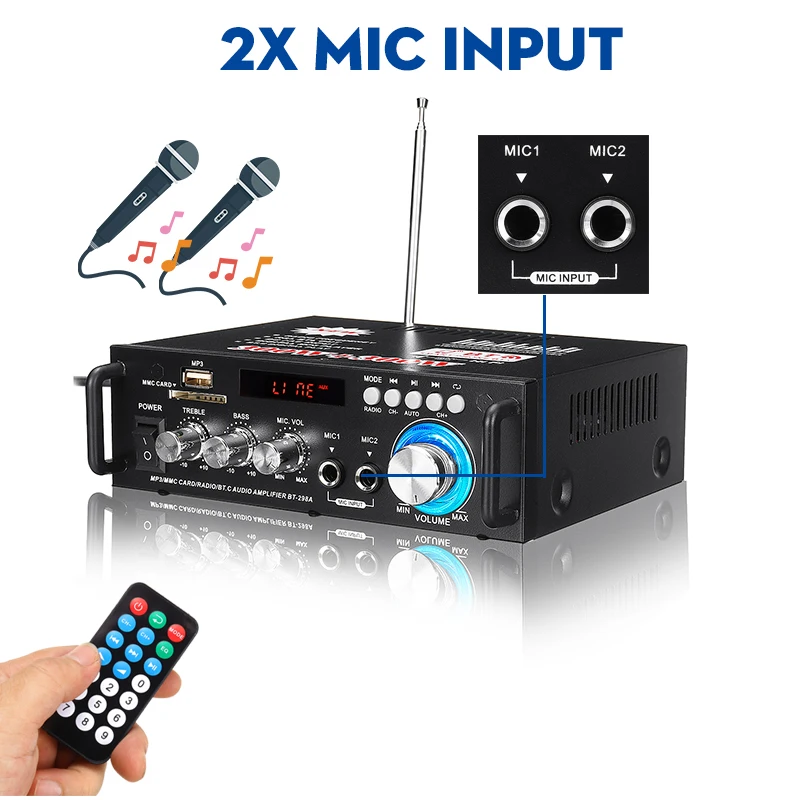 BT-298A 600W Home Amplifiers Audio bluetooth Power Amplifier Subwoofer Home Theater Sound System Amplifier HIFI USB FM Home car