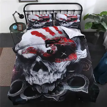 

Fashion Modern Comforter Bedding Sets Twin Full King Size Duvet Cover Set 3D Print Halloween Skull Punk of Home Bedclothes