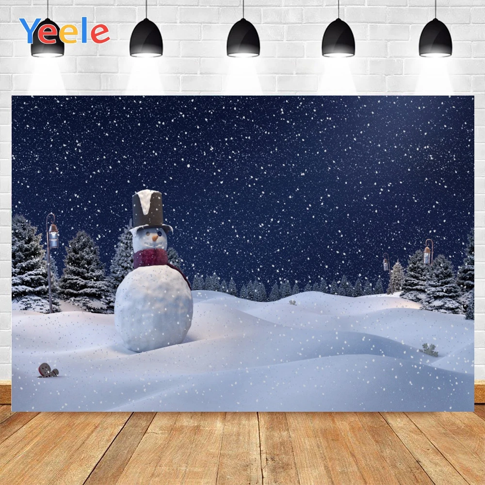 

Yeele Christmas Eve Pine Forest Backgrounds For Photography Winter Snowman Gift Baby Newborn Portrait Photo Backdrop Photocall