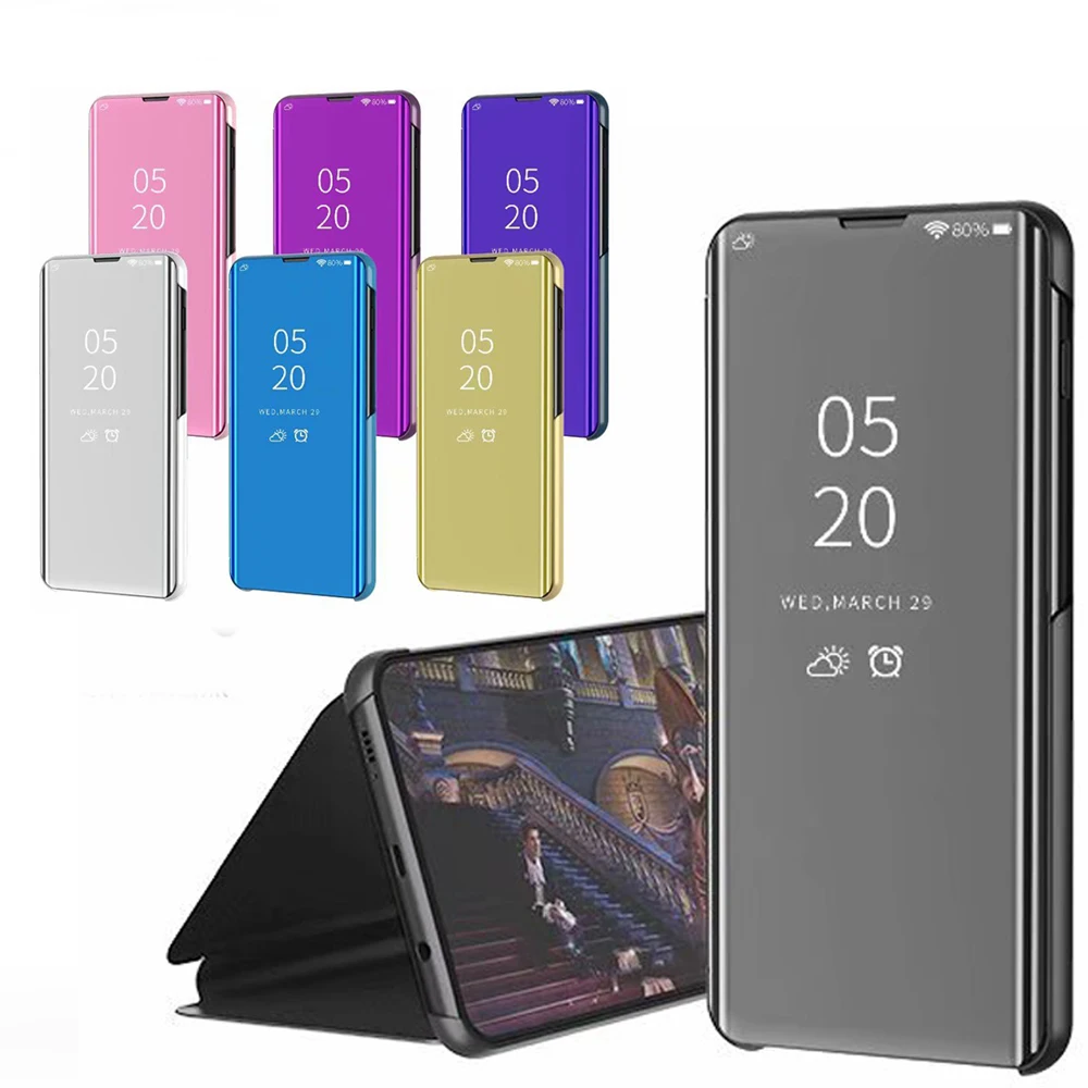 

10 pcs Mirror Case For Samsung Galaxy Note 10 Plus Case Leather Smart Clear View Flip Stand Cover For Samsung Note10 Phone Cover