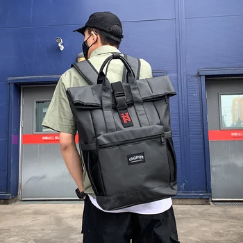 

Street tide brand backpack male high school student schoolbag female large capacity ins couple travel backpack