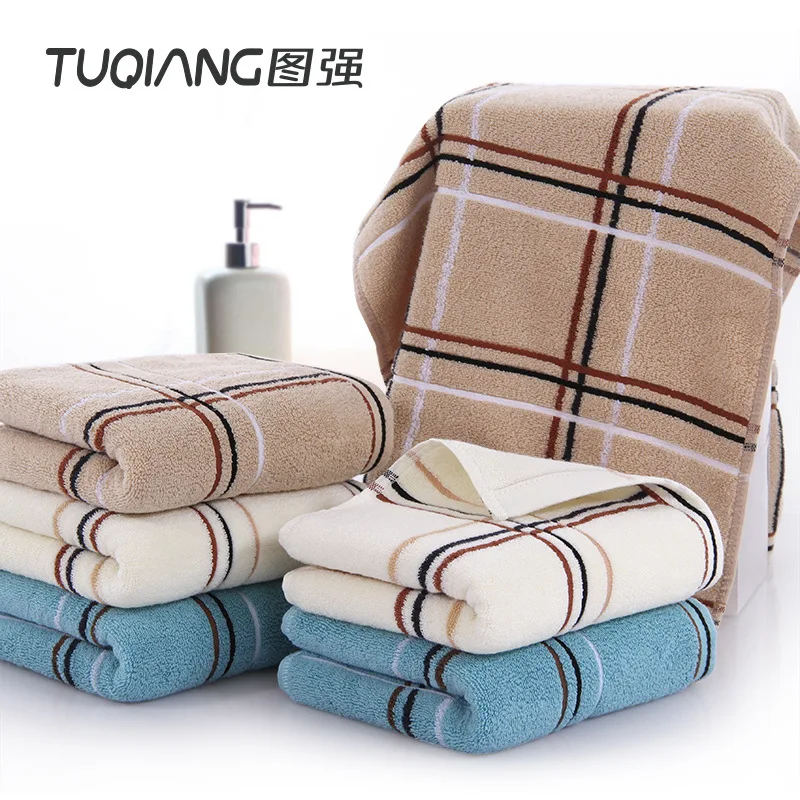 

100% Xinjiang Cotton Large Checkered Towel Super Soft Strong Absorbent Skin-friendly And Non-linting High-quality Towel 34*74cm