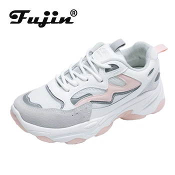 

Fujin Fashion 2020 Women Sneakers Spring Thick Sole Cross Tied Shoes Height Increasing Platform Women Casual Chunky Shoes