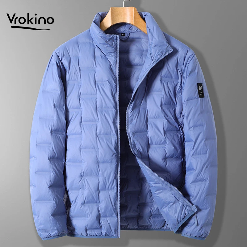 Chaqueta de plumón ligera de alta calidad para hombre, chaqueta de invierno de talla grande 6XL, 7XL, 8XL, con cuello levantado, ultrafina y cálida