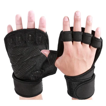 

Hot-Half Finger Gym Fitness Gloves Hand Palm Protector with Wrist Wrap Support Cross Fit Workout Power Weight Lifting