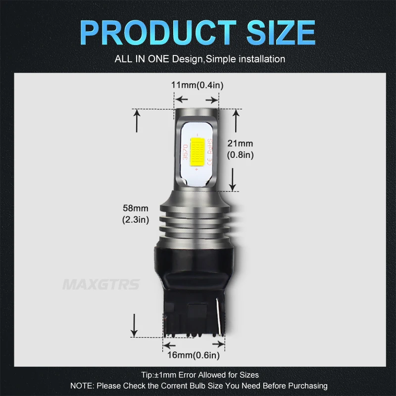 2x T20 7440 W21W 7440A SRCK ڵ LED       Ʈ 극ũ ȣ Canbus ȭƮ  DC12V
