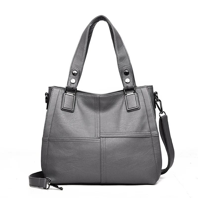 Кожаные роскошные сумки, женские сумки, дизайнерские сумки, женские сумки через плечо, ручные сумки для женщин,, большая Повседневная Сумка-тоут, сумка Bolsa Femini - Цвет: GRAY