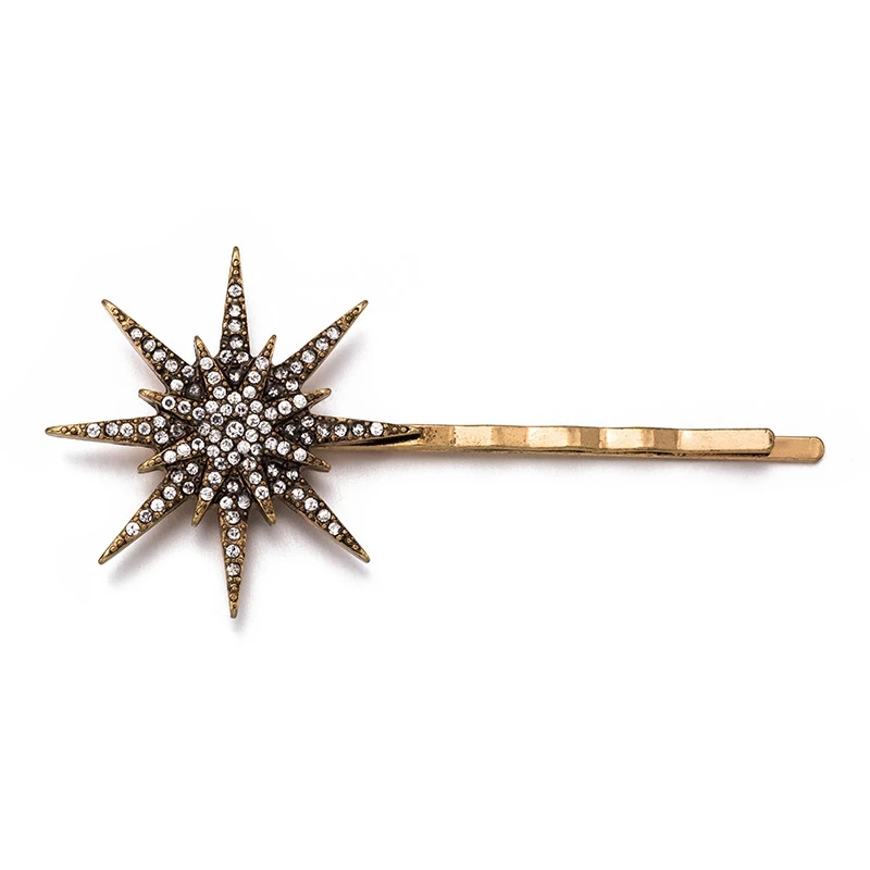 Модные геометрические звезда Луна Стразы зажим шпилька для волос аксессуары для волос женские заколки для волос инструменты ювелирные украшения для волос - Цвет: medium star