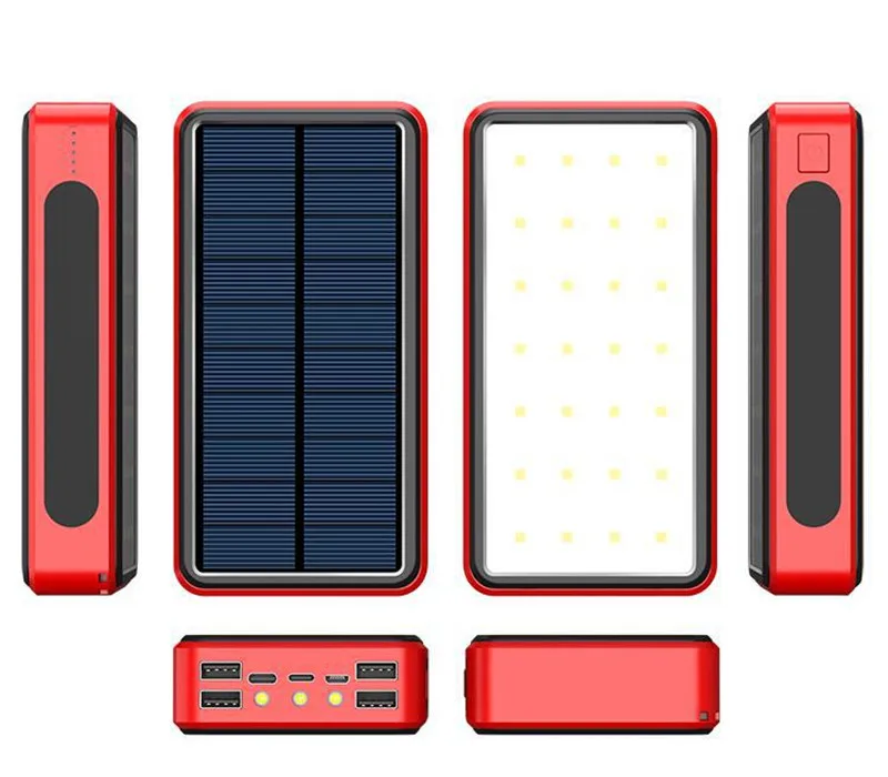 charging bank 80000mAh Solar Powerbank Large Capacity with 4USB Ports External Battery SOS LED Light Mobile Charger for Xiaomi iPhone13 13pro external battery