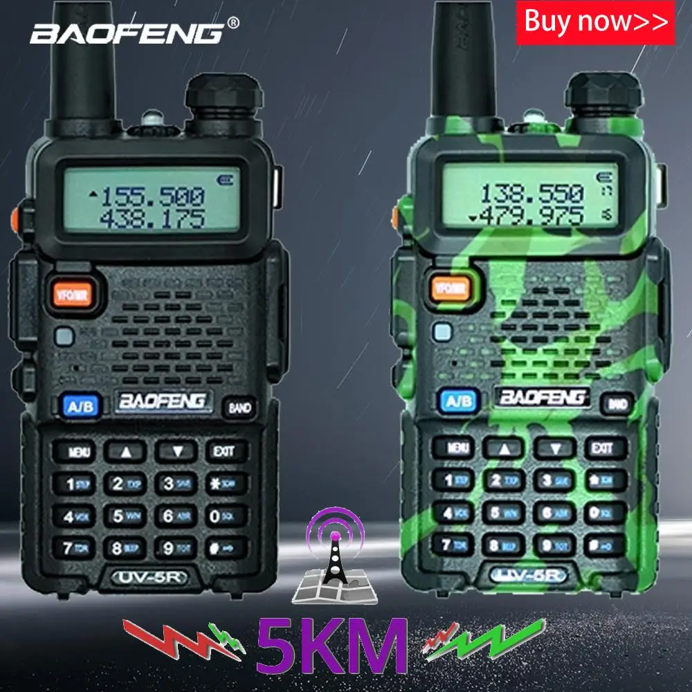 

1pcs/2Pcs Baofeng UV-5R Walkie Talkie UV5R CB Radio Station 5W 128CH VHF UHF Dual Band UV 5R Two Way Radio for Hunting Ham Radio