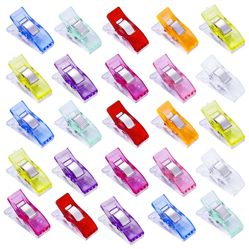 LMDZ 40pcs Multicolor Plastic Clips Job Foot Case Fabric Clamps Patchwork Hemming Sewing Tools Sewing Accessories