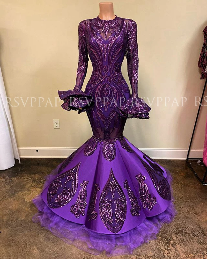 Purple Mermaid Long Prom Dresses 2022 ...