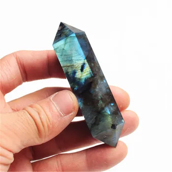 

Natural Moonstone Lapis double pointed hexagonal prism ornament energy stone raw ore raw stone cutting and grinding