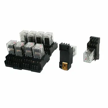 

10 Pcs AC 24V Coil 4PDT 35mm DIN Rail Mounting Power Relay HH54PL