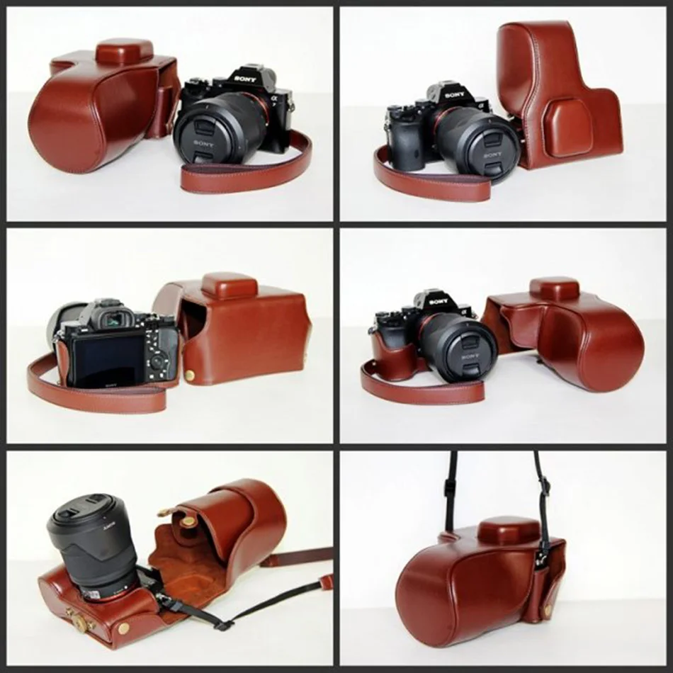 PU кожаный чехол для камеры Сумка для sony ILCE-7R A7R(28-70) защитный чехол крышка кофе/черный/коричневый/синий/розовый красный цвет