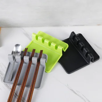 

Kitchen Spoon Holders Fork Spatula Rack Shelf Organizer Plastic Spoon Rest Chopsticks Holder Non-slip Spoons Pad Kitchen Utensil