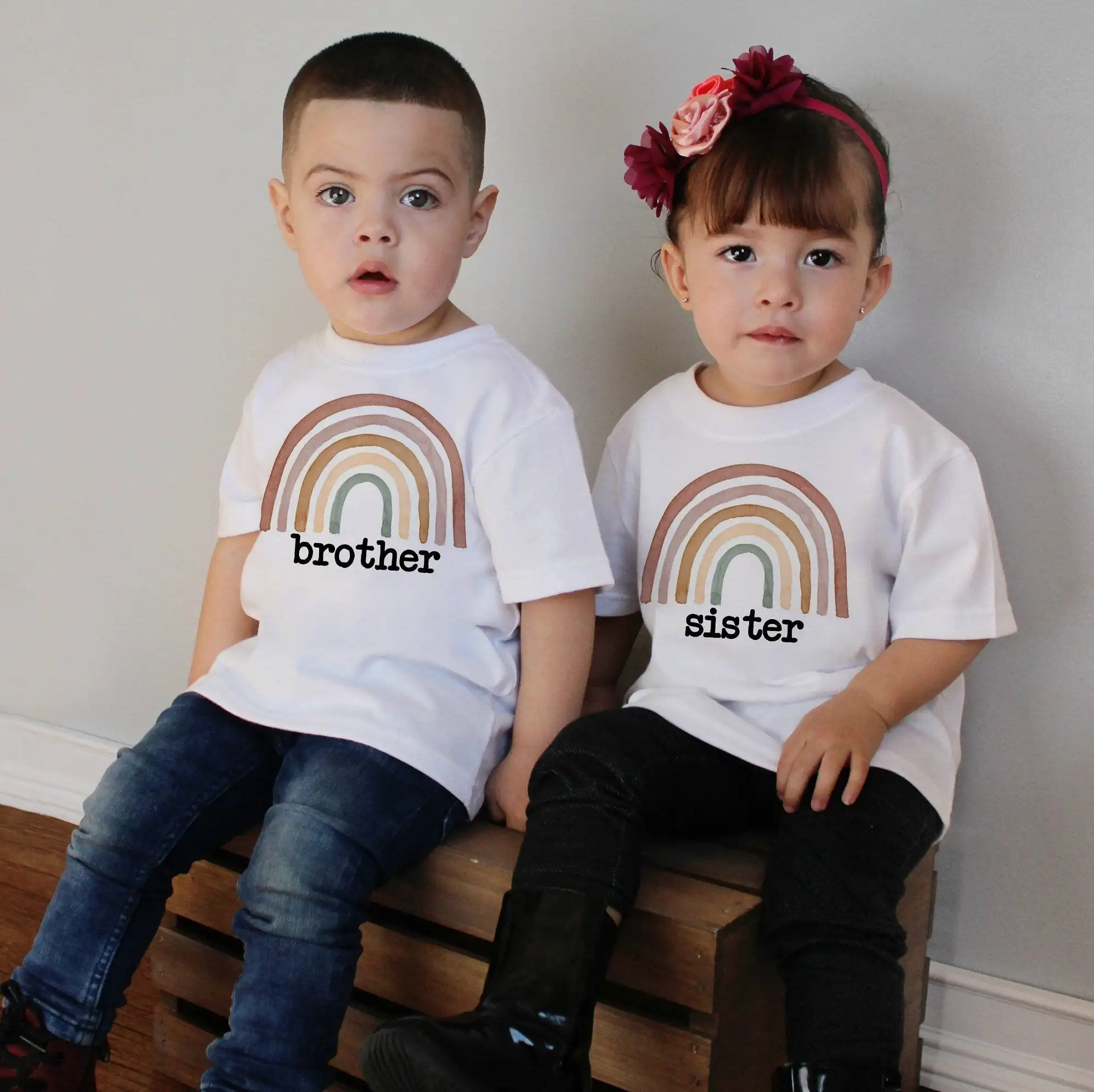 T-Shirt Rainbow Sister Children Fashiontee And Or Youth Browns Family-Look Hot-Sale