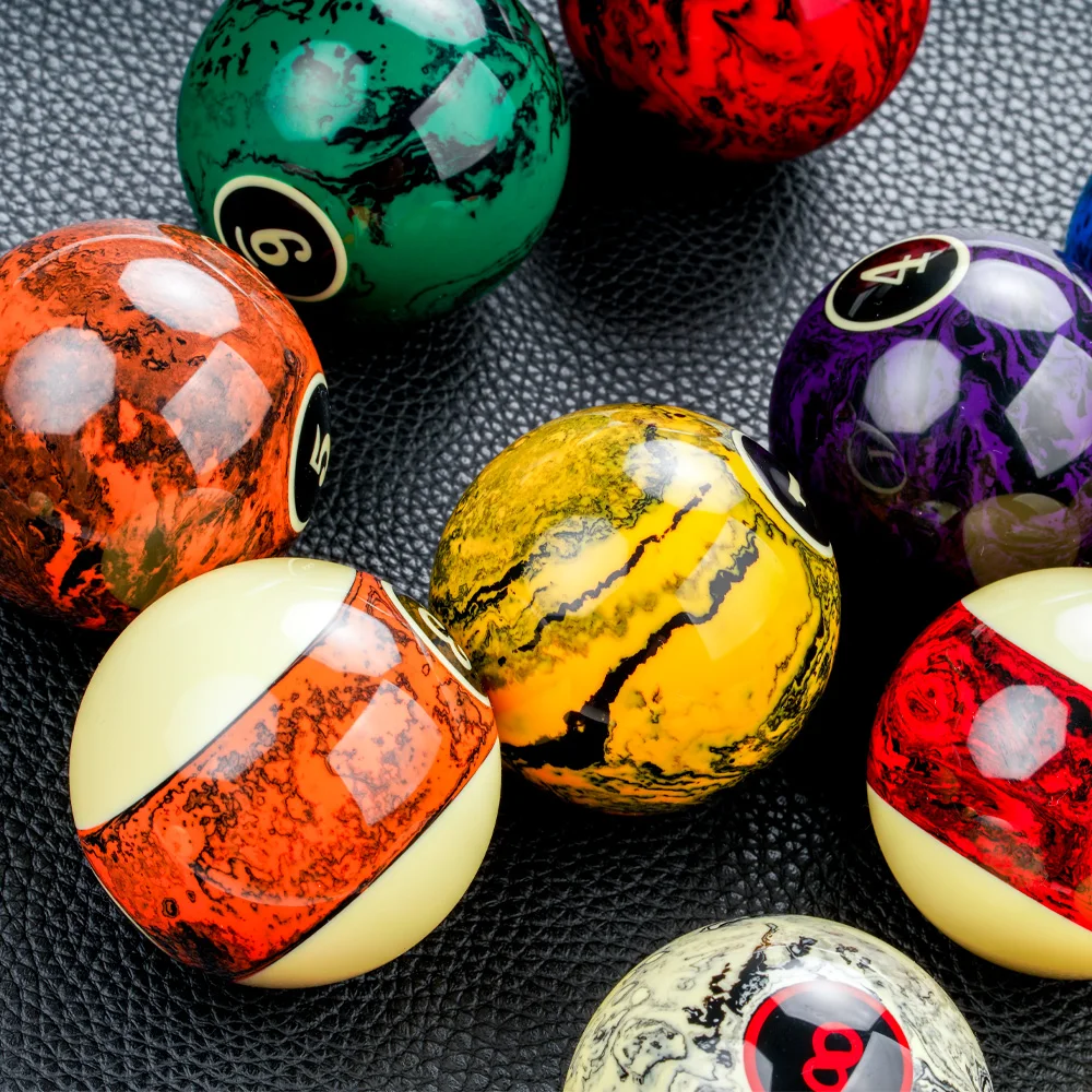 AXD Design-Pool Ball Set with Gifts, Resin Balls, Professional Nine Ball, Marble Pattern, 57.2mm, 16Pcs