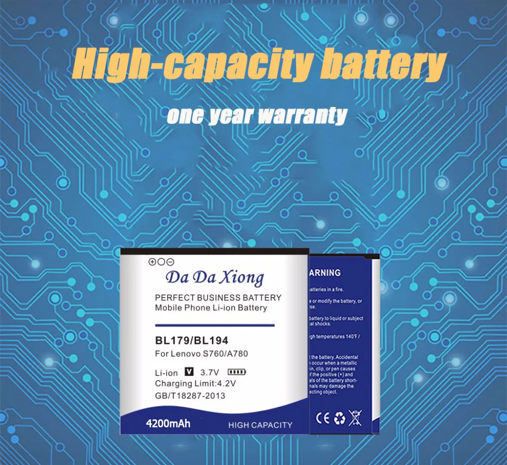 Аккумулятор Da Xiong 4200 мАч BL179 / BL194 для Lenovo A660 S760 A780 A690 K2 A790e A520 A560E A698T|Аккумуляторы