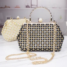 Ручная работа сумка с жемчугом многофункциональная женская сумка имитация жемчуга большая Золотая сумочка Банкетная женская сумка на плечо готовая дизайнерская