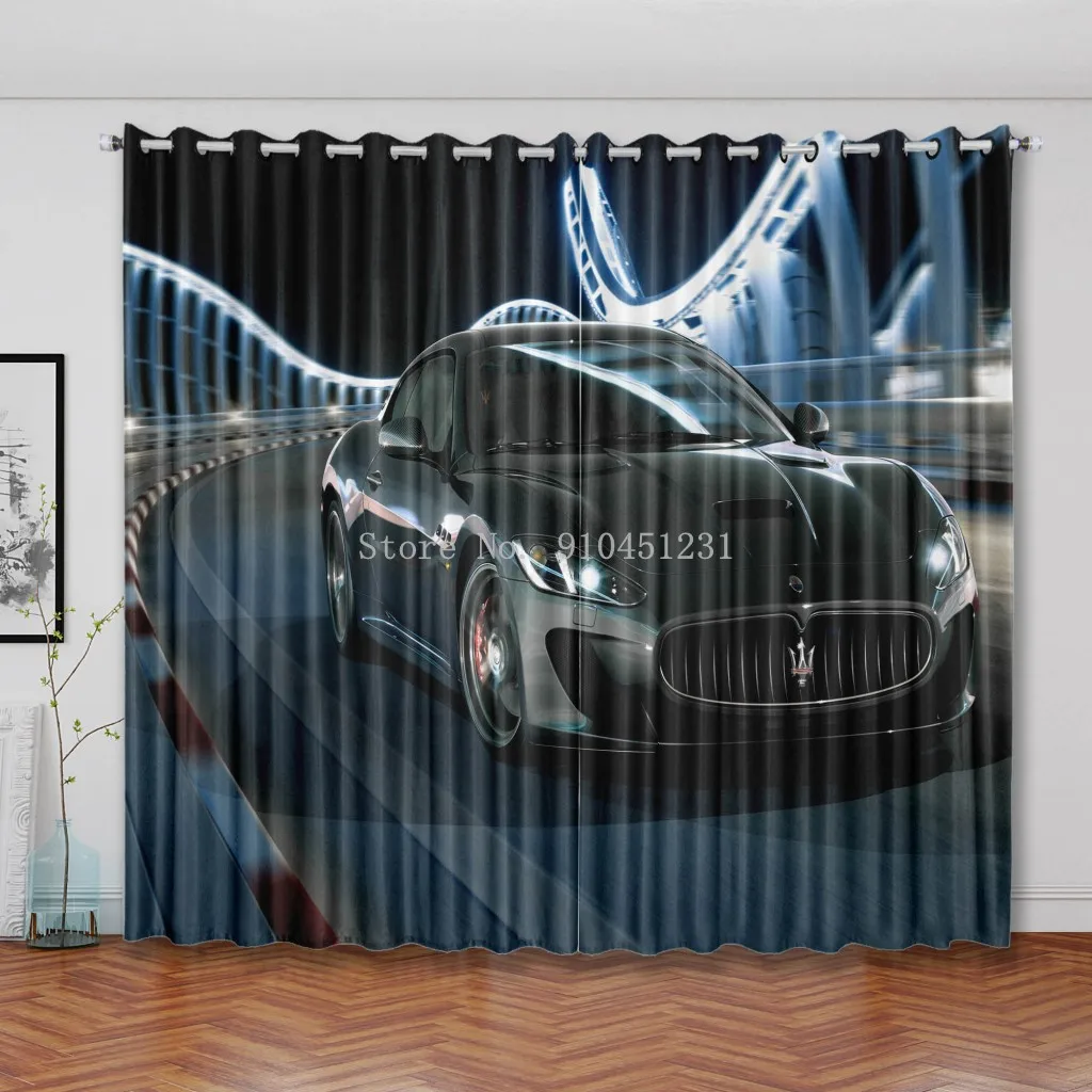 3d Sports Racing Car Printed Windows Curtains For Boys Men Adults