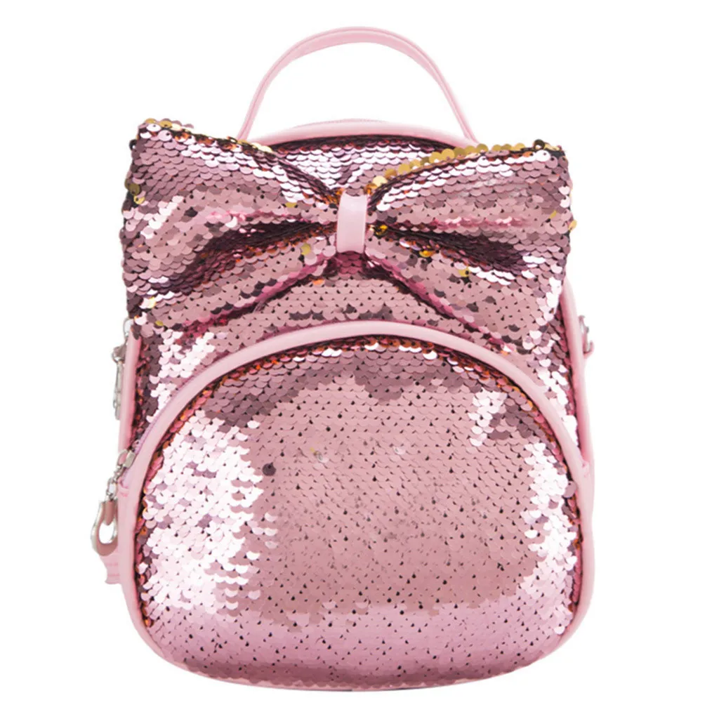 

5# Women Parent-Child Backpack for Girls Sequined Travelbag Bling Shiny Rucksack School Bag Cute Heart Shaped Clutch Mochil