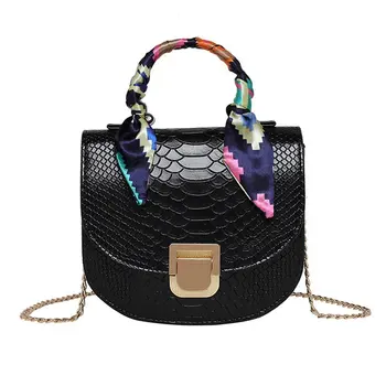 

Women's bag new trend one shoulder bag street trend chain bag fashionable messenger bag crocodile pattern bag mini round bag cro