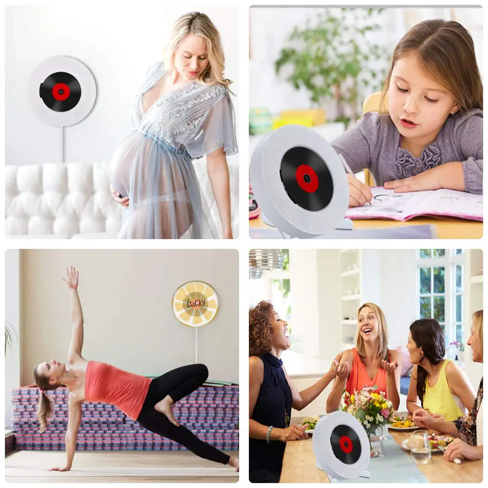 QPLOVE новый круглый CD плеер настенный беспроводной Bluetooth домашний музыкальный с