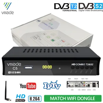 

DVB-T2 DVB-S2 H.264 Combo Satellite TV Tuner Digital Terrestrial TV Receiver With USB WIFI Full HD 1080P Cccam Bisskey IPTV
