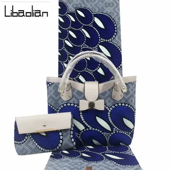 

popular african print wax handbag purse with match 6 yards 100%cotton batik ankara fabrics hot batik bags for women party F27-10