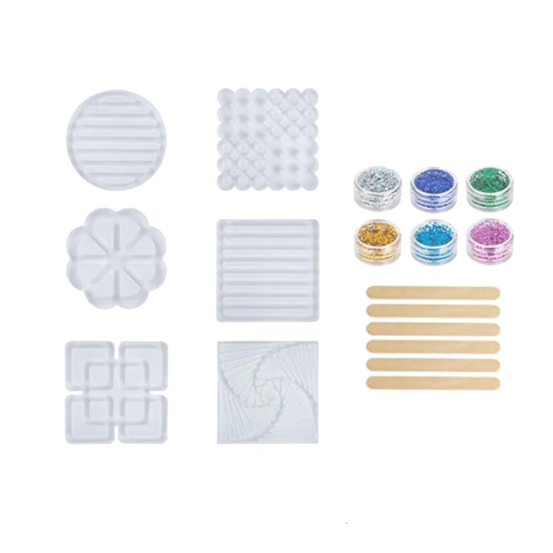 Coaster Molds For Resin Casting Silicone Epoxy DIY Square Round Cups Mats Mold Set | Дом и сад