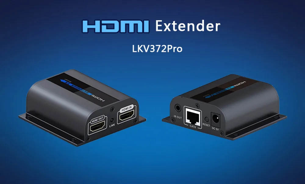 LKV372PRO передает сигналы HDMI по одному сетевому кабелю CAT6 до 60 м/196ft, поддерживает передачу инфракрасного сигнала