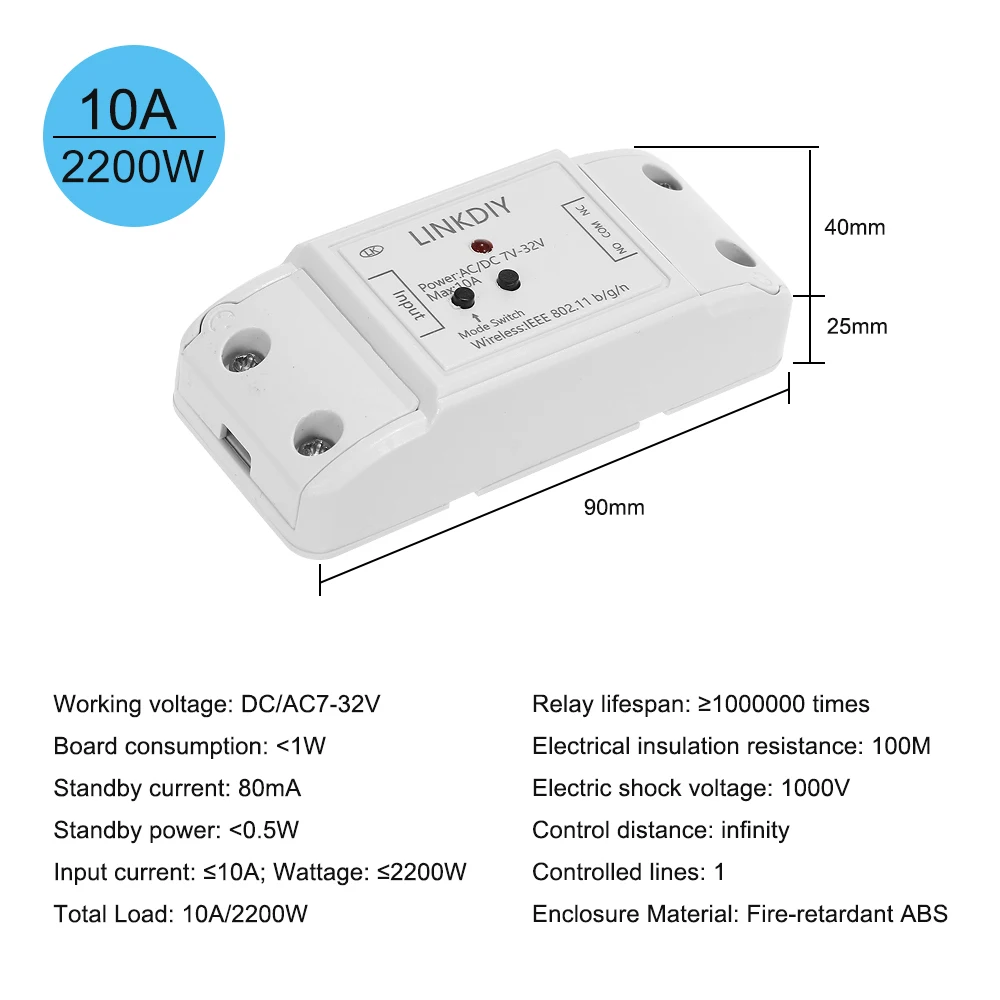 eWeLink Smart Wifi Switch Universal Module 1CH DC/AC7-32V Wireless Switch Timer Phone APP Remote Control for Alexa Google Home