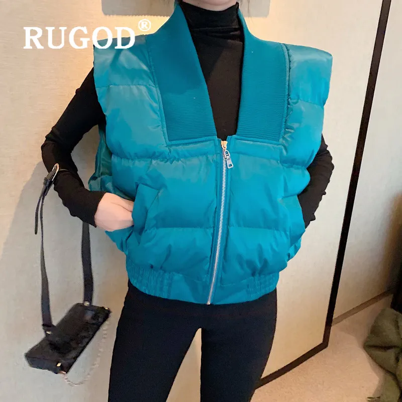 RUGOD, Осень-зима, теплый жилет, пальто для женщин, на молнии, без рукавов, куртка, однотонный цвет, топы для женщин, мода