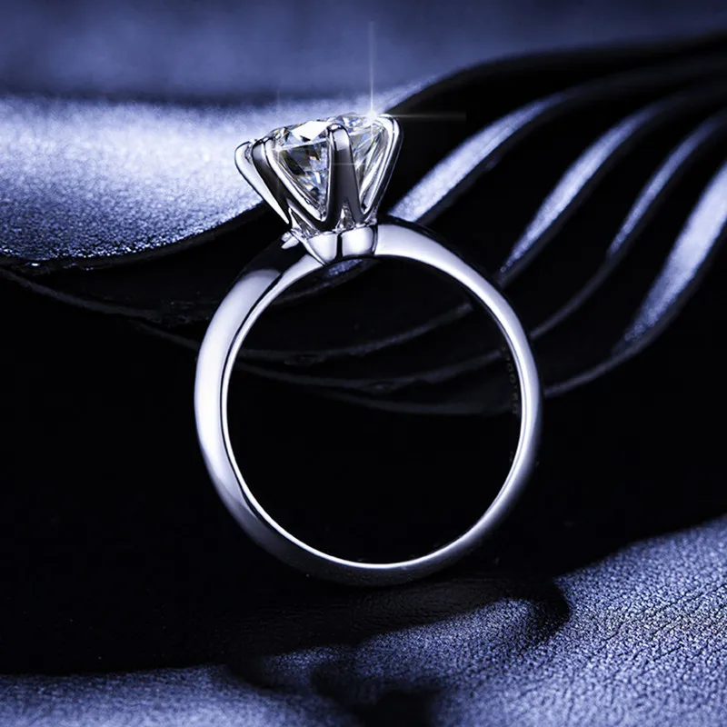 Классические кольца 2.0ct D цвета Муассанит 9 к из белого золота для свадьбы, обручальные кольца, кольца для женщин, невесты, бриллианты, тест, Пройденный подарок