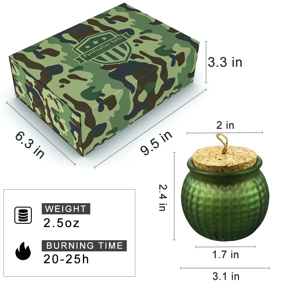 6 шт./компл. Военная Униформа ветер со стеклянным кувшином ароматические соевый воск для свечей граната бутылка ароматическая свеча завод эфирное масло бездымные свечи набор