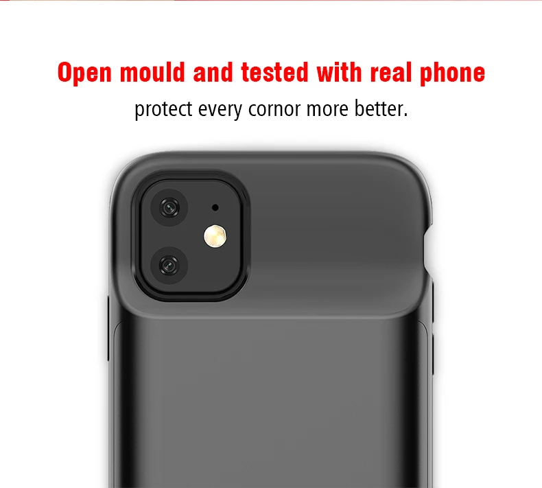 Новое поступление 5000 мАч чехол для зарядного устройства для iPhone 11(6,") Внешний аккумулятор чехол с полным корпусом защитный чехол с мягкими краями
