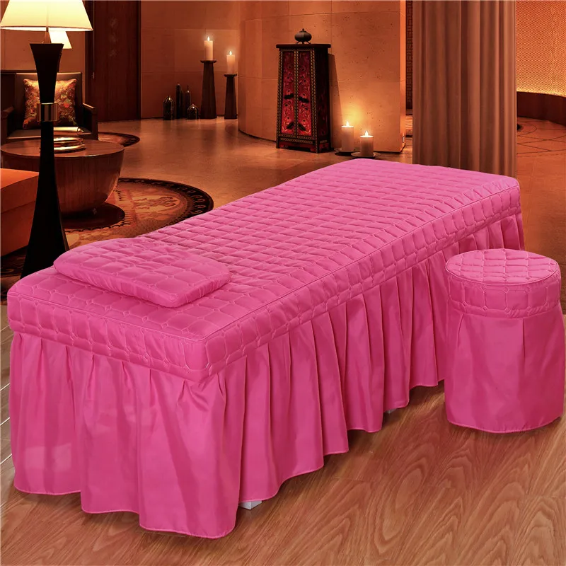 Beauty Salon bed sheet Brief Beauty Bed Skirt Bedspread  With Hole Body Massage Bed Cover 3