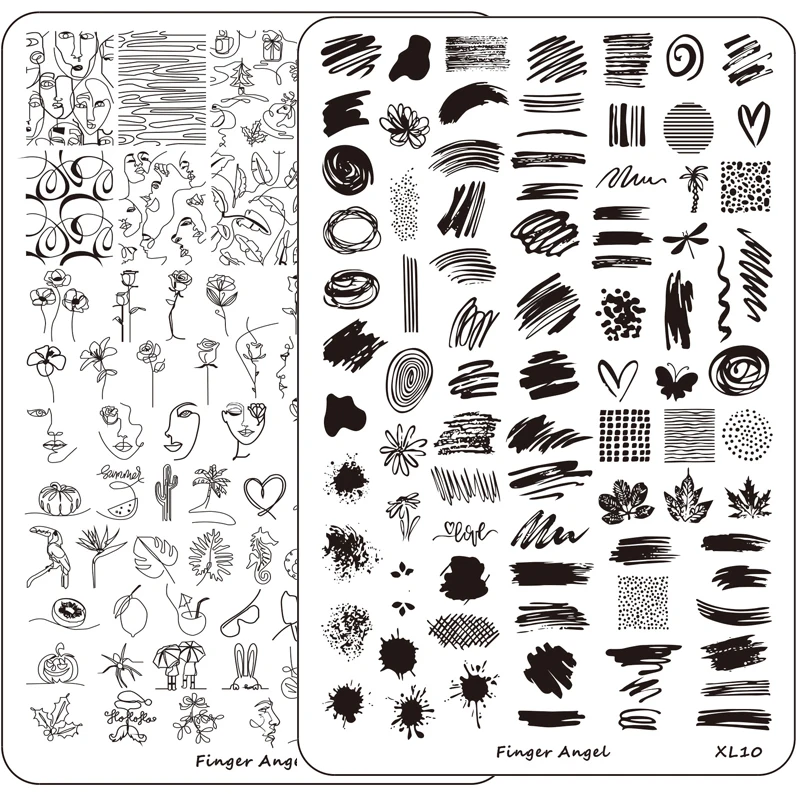 Mold Template Art-Stamp Geometry Nail Flower-Leaves Hot-Design Lace YTG-354STY Striped