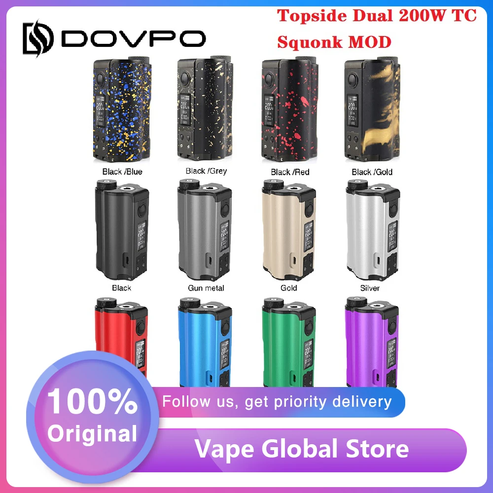 Cena Gorąca wyprzedaż!!! 200W DOVPO Topside Dual Top Fill TC Squonk MOD z 10ml butelka Squonk e cig vape box MOD VS Drag 2 LUXE S