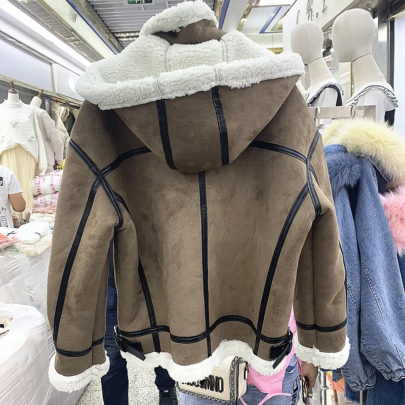 Женская свободная шуба из искусственного меха, короткая мужская косуха, модная с капюшоном, Amb, плюшевая шуба, верхняя одежда, женские зимние толстые теплые куртки